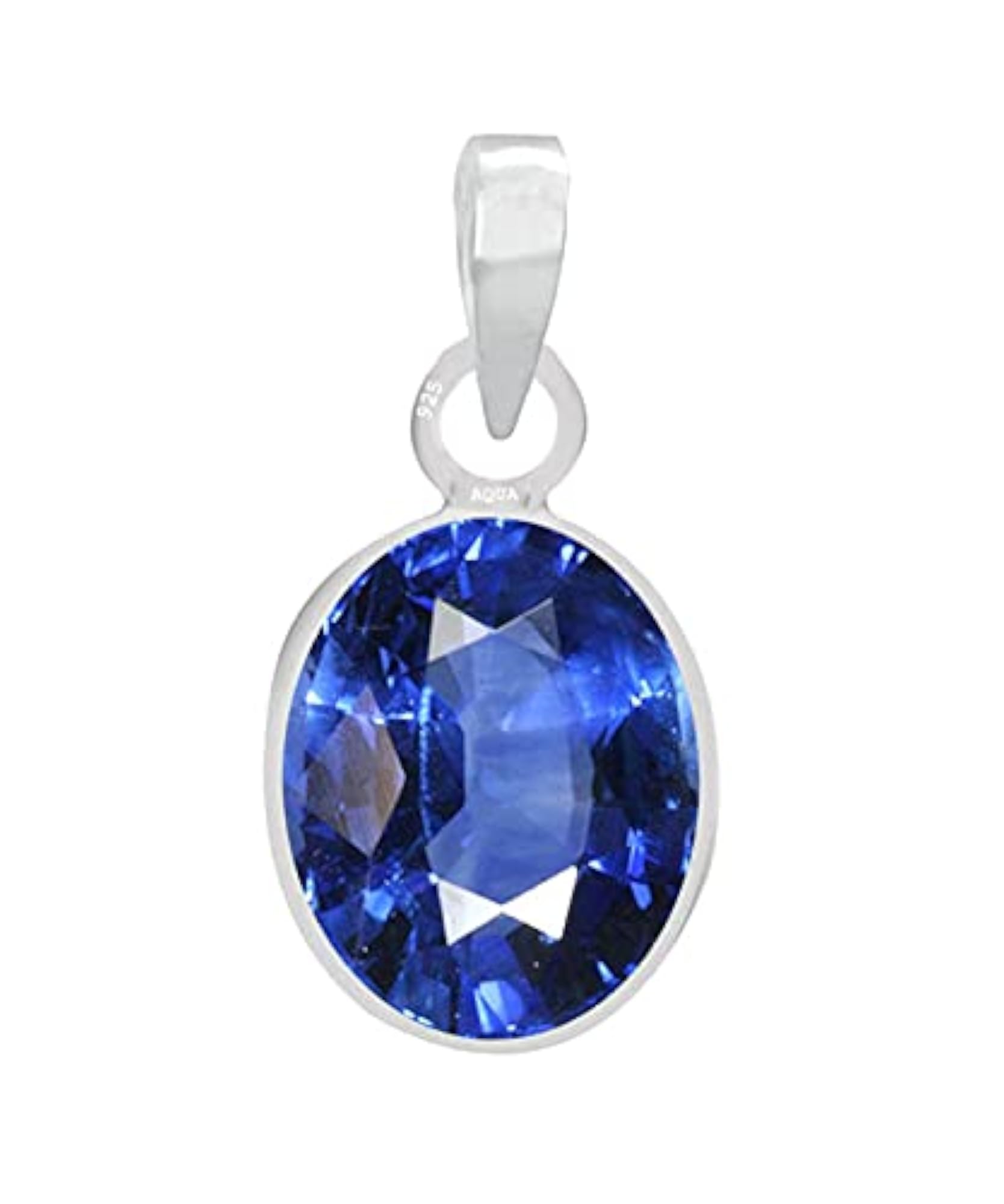 Pure 925 Silver Blue Sapphire Astrological Birthstone Pendant