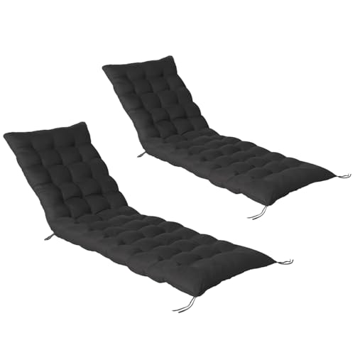 IDMarket - Lot de 2 Coussins Universel de transat Adam 180 cm Noir