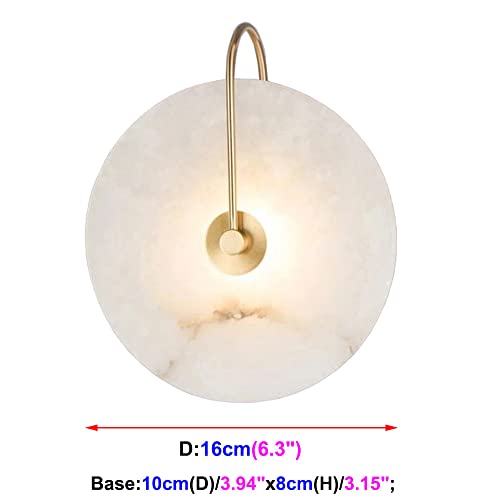 Image of Retro 5W Wall Lamp Fixture 6 inch Marble Stone Round Lampshade Bedroom Bedside Light LED SMD 2835 Wall Mounted Light Indoor Lighting Hotel Living Room Warm White 3000K Gold