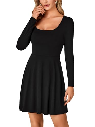 LYANER Women's Long Sleeve Mini Dress Loose Casual Empire Waist Above Knee Length Dresses3