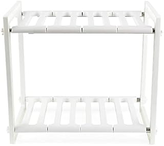 Beldray LA085153EU7 Under Sink Storage Rack, 2 Tiers with Adjustable and Expandable Shelves, Cupboard Organiser for Kitchens and Bathrooms, White