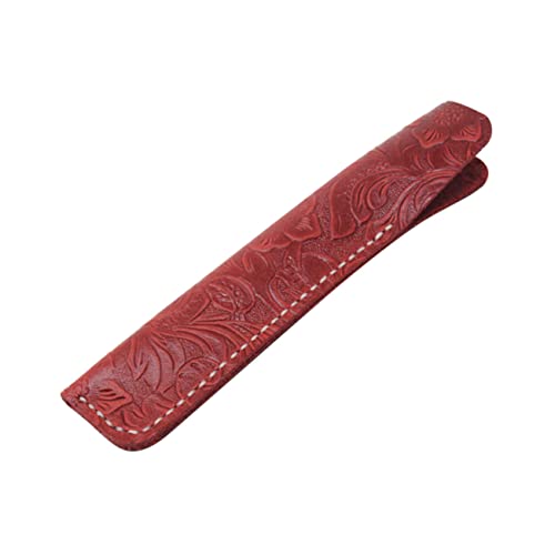 SHINEOFI Estuche De Cuero Artesanal Para Estilográficas y Bolígrafo Funda Protectora De Piel Para Múltiples Instrumentos De Escritura Diseño Rojo