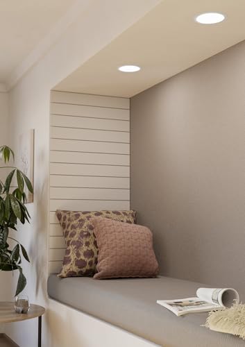 EGLO LED Einbaustrahler Fueva 5, Ø 16,6 cm, Spot aus Stahl und einer Kunststoff Leuchtfläche, Einbauleuchte in Weiß, Einbauspot flach, geringe Einbautiefe 26 mm, warmweiß