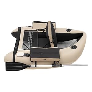 Inflatable Fishing Boat, Portable Fishing Float Tube Belly Boat U-Shaped Fishing Raft Adjustable Backrest (90-180°) Load Capacity Within 130 Kg/286.6 Lbs in The Ocean, Lakes with Hand Air Pump