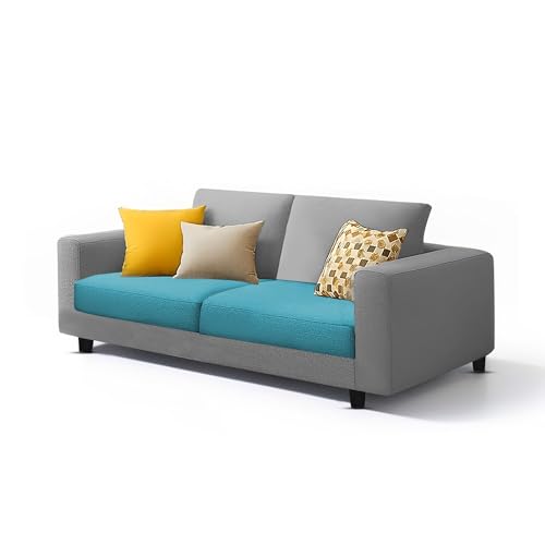 Image of Casaliving Minta 3+2 Seater Sofa Set for Living Room (Turquise Grey Colour Fabric) Premium Fabric Sofa