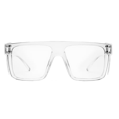Image of Offray UV400Transition Photochromic Safety Glases Light to Dark Grey Lenses ANSI Z87 Impact Approved Wraparound Style Frame (Clear(clear shield))