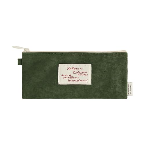 Image of Monolike Archive247 Faded Pencil Case, Green - Classic Muted Tone Desk Organizer, Vintage Minimalist Writing Instrument Pouch