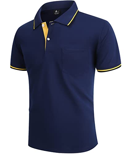 Polo Shirts for Men Short Sleeve Golf Polo with Pockets Moisture Wicking Tennis Shirt Summer Polo T-Shirts2