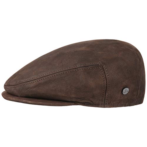 Lierys Gorra Plana de Piel by Hombre - Made in Italy con Visera, Forro Verano/Invierno - 61 cm marrón