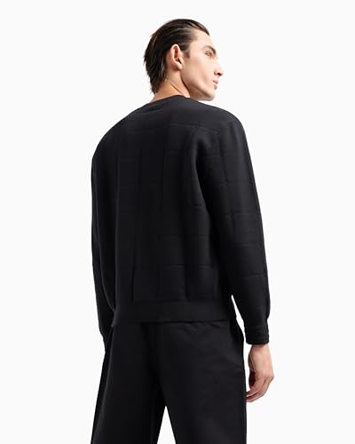 Armani Exchange Men's Stretch Cotton Pullover Sweater with Rectangular Grid and Stacked Ax Logo4