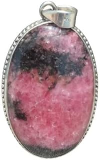 Natural Rhodonite Gemstone Pendant, 925 Sterling Silver Pendant, Statement Pendant, Pink Rhodonite Gemstone Pendant, Oval Shape Pendant, Artisan Boho Pendant, Anniversary Gift, Unique Pendant, Gift For Her