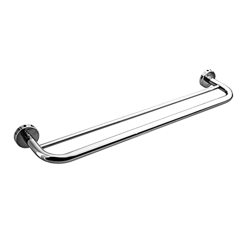 Support de salle de bain porte-serviette double tige en acier inoxydable argenté 60 cm LWX