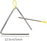 Vista 2 de Triángulo musical de acero de 5 pulgadas con Striker, instrumento de triángulos musicales de percusión de mano de 6 pulgadas, 5 pulgadas y 6