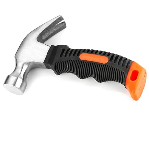 Small Forged Steel Claw Hammer 1 Pcs 11.6 Oz Tack Stubby Hammer with Leather Handle for Pulling Out and Driving Nails (1)