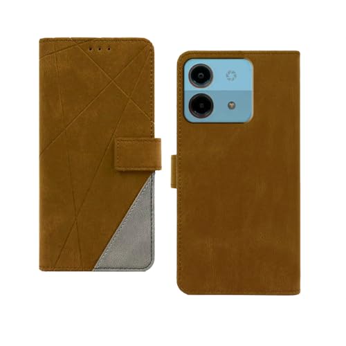 Image of amazon basics Ai Pluse Nova 5G Flip Cover | Card Pockets Wallet & Stand | Flip Cover for Ai Pluse Nova 5G (Brown with Grey)