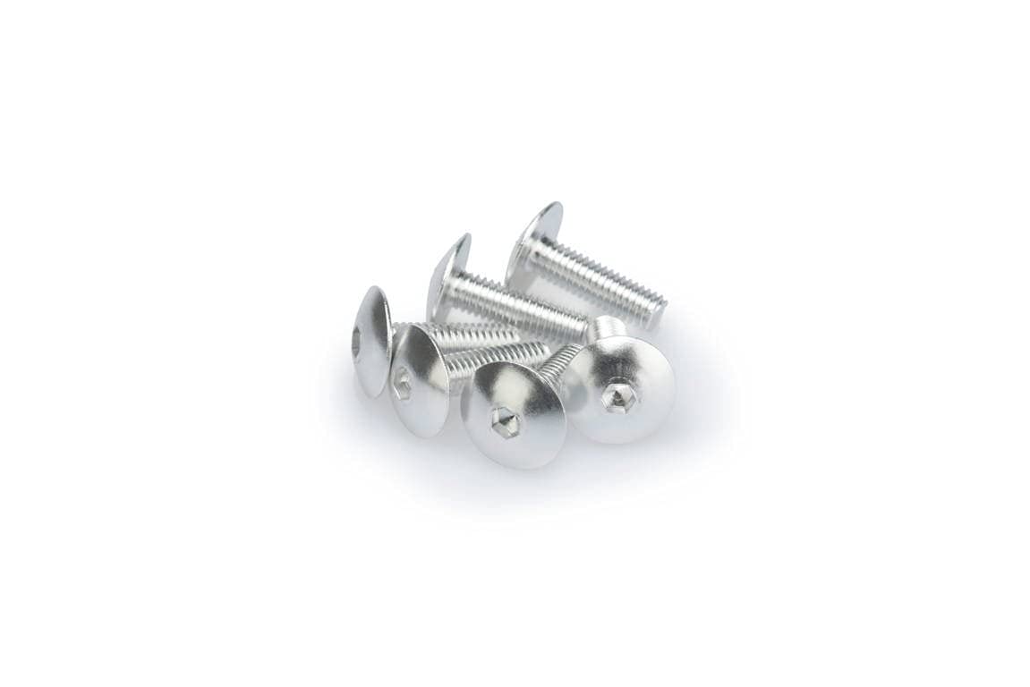 Puig 0657p Blister 6 Screws, Rounded, M6, 20 mm, Silver