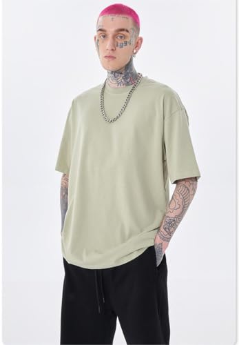 Men's Oversized T-Shirts Cotton Tee Heavyweight Unisex Short Sleeve Crew Neck Loose Fit Basic Tops4