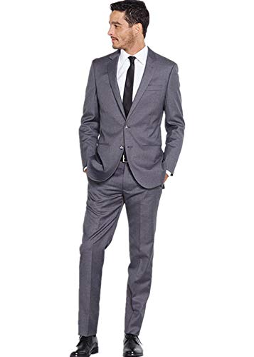 HOTK Hombre Slim Fit Apuesto 2 Piezas Chal Solapa Terciopelo Rojo Novios Esmoquin para Fiesta de Boda Prom Cover