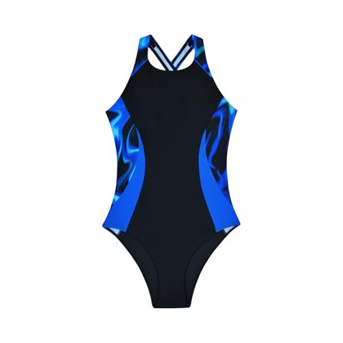 Veranobreeze Sports Swimming Costume Women Athletic One Piece Swimsuit Cross Back Modest Swimwear (BF, UK12)