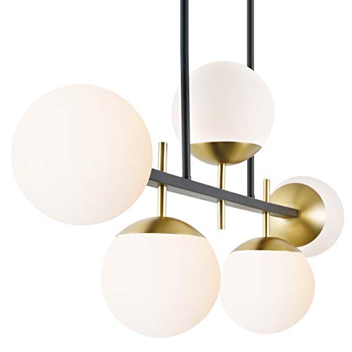 Light Society Ls-C311-Bk-Mlk Thalia 5-Light Chandelier, Black/Milk #TOP4