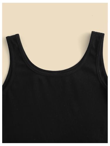 Image of Milumia Girl's 2 Pack Rib Knitted Tank Top Scoop Neck Sleeveless Basic Tops Black and White 12 Years