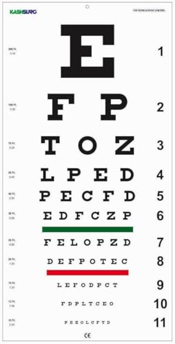KASHSURG Snellen Eye Chart Traditional 20 Feet with Eye Occluder Combo Pack_196_Pack of 25