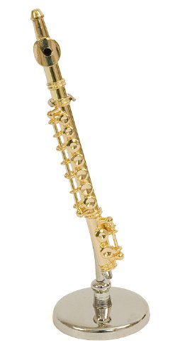 Miniature De Flûte Dorée En Résine - Modèle Décoratif 11 Cm - Avec Support Et Boîte - Pas Un Instrument Fonctionnel - 9