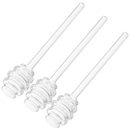Outanaya Palitos de Miel de Vidrio Reutilizables para Hotel y Restaurante, 3 Piezas, Fáciles de Limpiar y Aptos para Uso Alimentario Varios Estilos