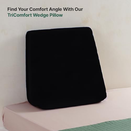 Image of The White Willow Bed Wedge Pillow for Sleeping, Leg Elevation Memory Foam & HR Foam with Removable Pillow Cover, XL King Size Low Height- Black (24 inch L x 24 inch W x 7 inch H Inch)
