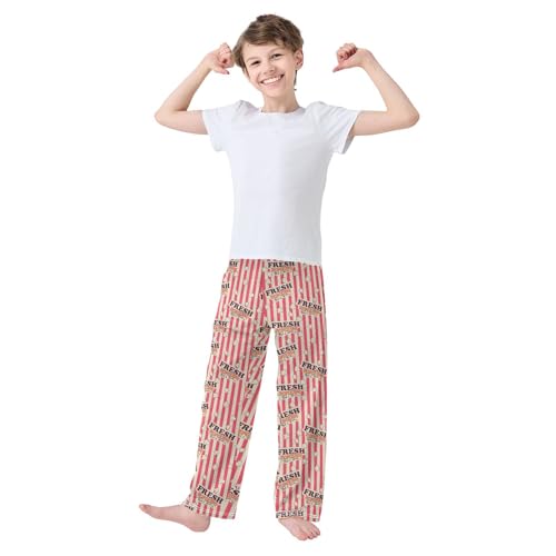 Boys' Pants Popcorn Box Hot Buttery Stripe Long Bottoms Jogger Pants Elastic Waist Trousers with Pockets S-XL2