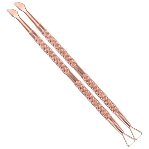 Gogogmee Nail Art Tool Steel Push Cuticle Pusher Rose Gold Grip Cuticle Pusher Set Nail Scraper for Gel Polish