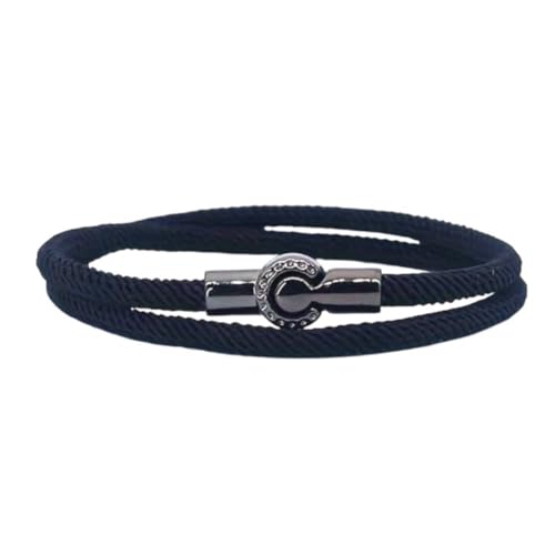 Tindo Dickes Wickel-Armband Herren mit Magnet Verschluss - Handmade - modisches accessoire für Männer - stylisches Stoff-Armband (Schwarz) …