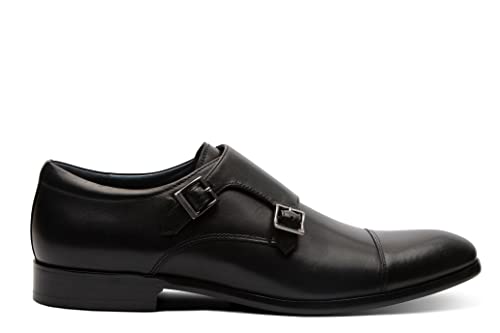 Blake McKay Miles Men's Dress Shoe Leather Double Monk Cap Toe. Monkstrap with a Breathable Leather Lining, Ortholite Insole, and Durable Rubber Sole.