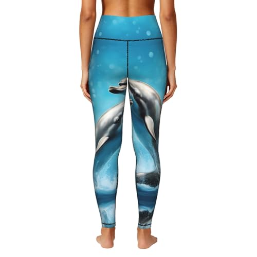 Leggings estampado de delfines conjuntos de entrenamiento con amor mujer 4