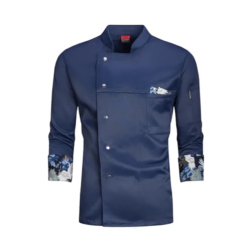 Chaquetilla Cocinero Uniforme de Chef Blanco, Chaqueta de Chef de Manga Larga, Camiseta, Chaqueta de Chef de Hotel, Ropa de Cocina Transpirable for Restaurante y panadería(Blue Jacket,L)