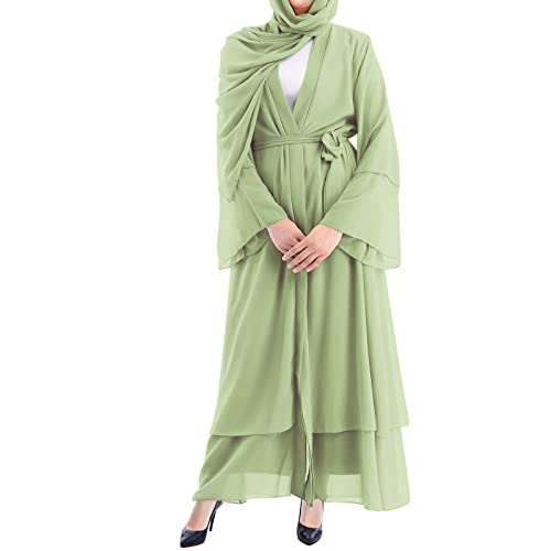 Women's Chiffon Muslim Cardigan Kaftan East Arabian Abaya Dress Casual Islamic Cover Up Long Dresses4
