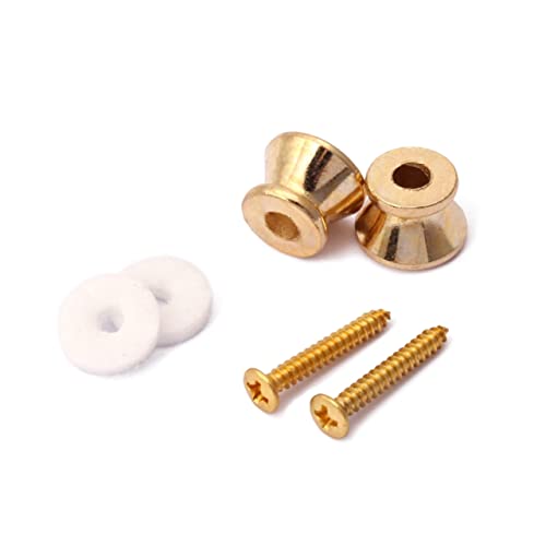 Yardwe Golden Tail Nail Metal Guitar Strap Locks 2 Pack for Electric Acoustic Guitars Steel Construction Safe Easy Installation