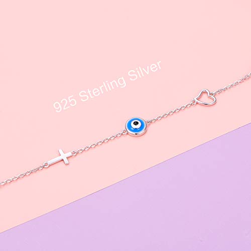 Image of FLYOW S925 Sterling Silver Anklet for Women Summer Boho Beach Charm Adjustable Foot Ankle Bracelet Jewelry Birthday Gift