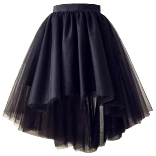 WDPL Women's Short High Low Homecoming Black Tulle Evening Night Out Skirts