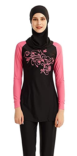 obaSeteck Muslim Swimsuits for Women, Full Coverage Islamic Burkini Modest Swimwear Long Sleeve Bathing Suit (N1, XL)