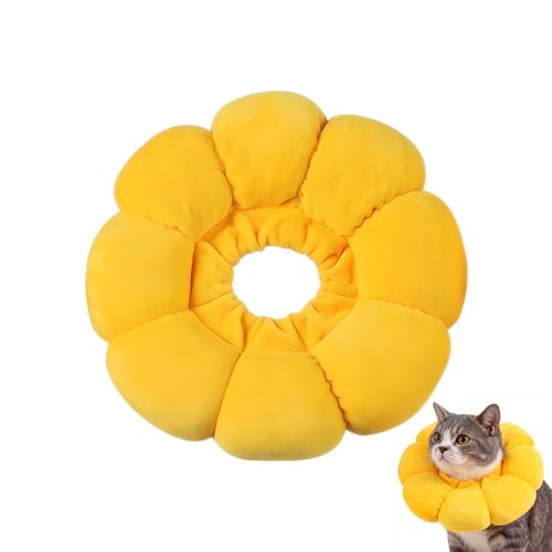 Halskrause Katze Katzenkragen für Katzen Weich Kragen Leckschutz Nach Halskragen Klein Cat Weiche Blumen Erholungshalsband Einstellbarer Katzenkrause (Gelb M)