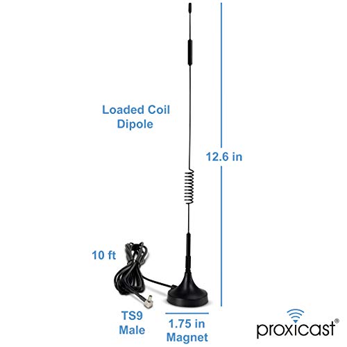 Image of Proxicast 6.5~8 dBi Gain External Magnetic Loaded Coil 4G Antenna AT&T Nighthawk M5 / MR5100, M1 / MR1100, Velocity 2, Verizon Jetpack 8800L & Others MiFi Hotspots w / TS9 Connectors (ANT-124-TS9-2PK)