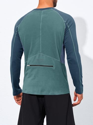 Yousify Mens Athletic Thermal T Shirts Fleece Crew Neck Long Sleeve Shirts Running Hiking Active Pullover Tops with Pocket3