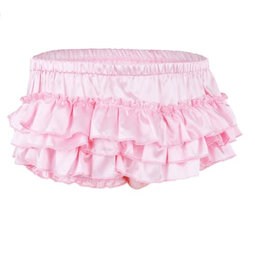 Men's Satiny Frilly Briefs Sissy Underwear Femboy Panties Tiered Ruffles Skirted Shorts Lingerie2