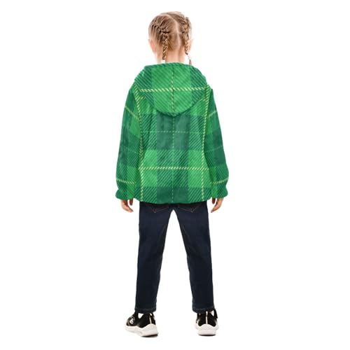 GuoChe Green Twill Weave Plaid Sherpa Jacket4