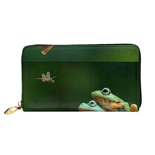 Portefeuille en cuir PEIXEN grenouilles libellules noir pour téléphone et cartes