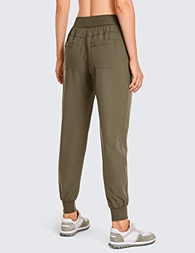 CRZ YOGA Calça de Corrida Leve Feminina com Bolsos de Cordão e Elásticas de Cintura Olive Yellow G