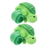 Hemobllo Pulseras de Tortuga de Peluche 2 Piezas Color Verde Suaves y Cómodas Cierre Slap Ideales para Niños Adultos Fiestas de Cumpleaños y Obsequios