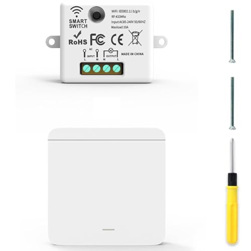 Acmerota Wireless Switch Remote Light Switch Kit 85-240V 10A Max No Wiring Needed On/Off RF Switches for Lamp Appliances up to 1000W / 328ft (1 Remote + 1 Receiver)