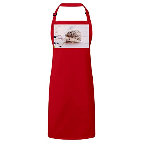 Tablier cuisine rouge hérisson blanc parfait pour vos ateliers pâtisserie